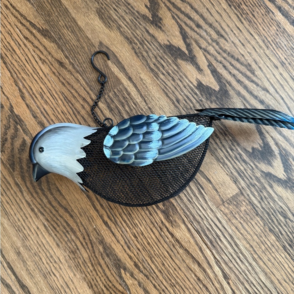 Stylish Black and Blue Bird Feeder with Hook